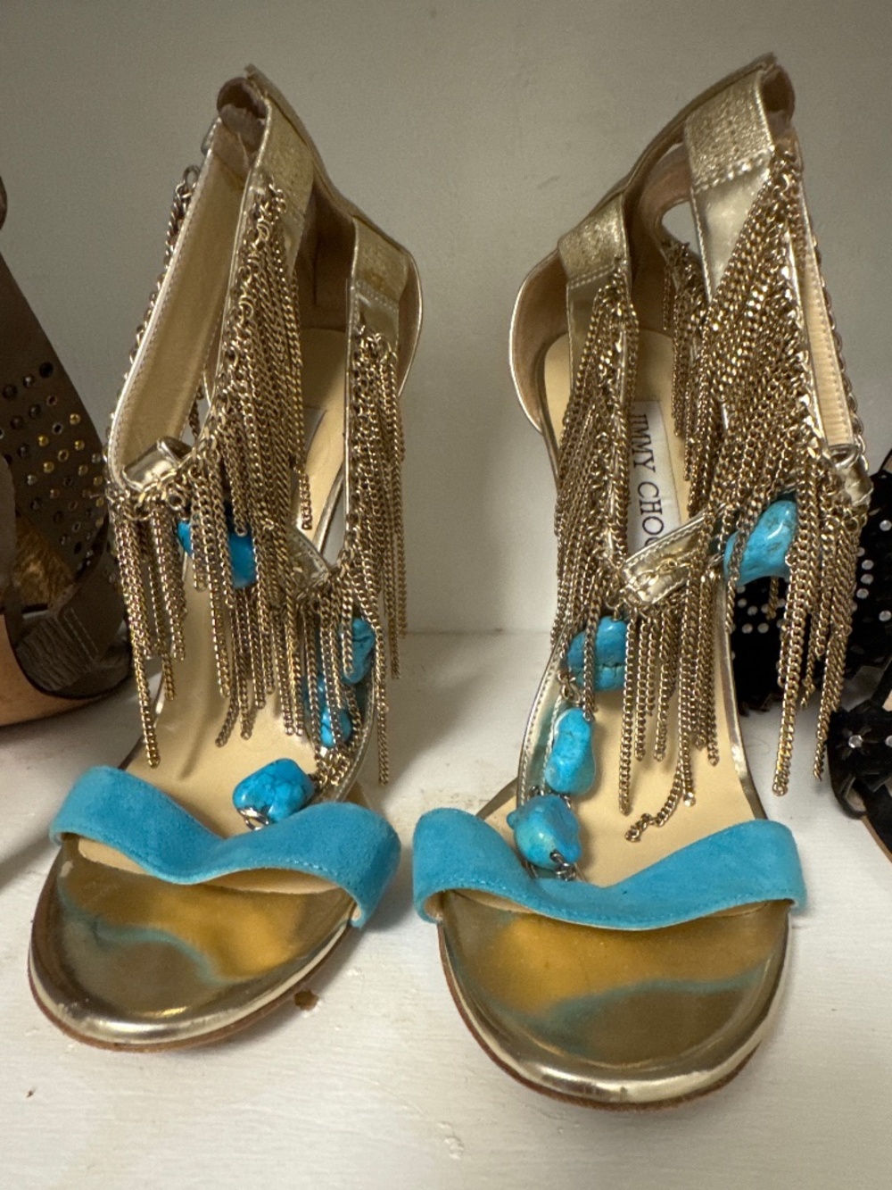 Jimmy Choi Turquoise Fringe Heels Size 38